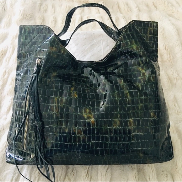 Croc skin hand bag - Emerald Green - Picture 2 of 6